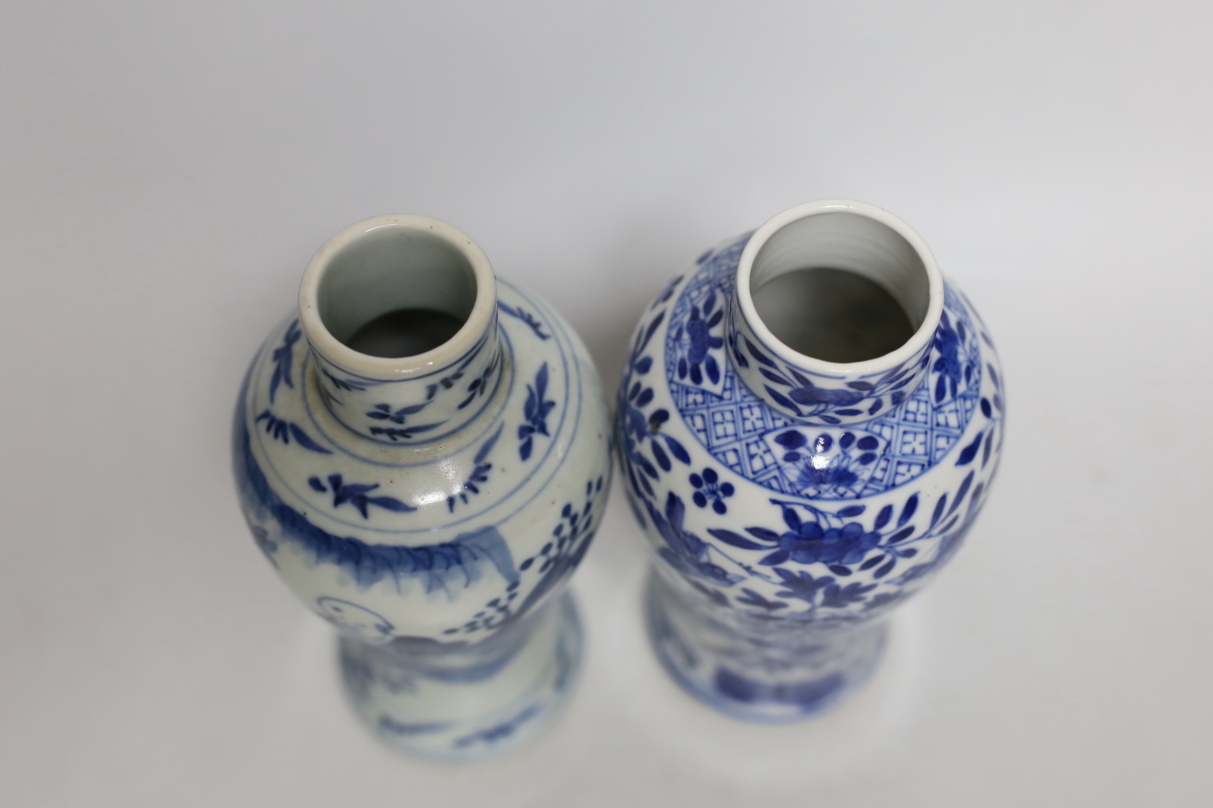 Two 19th century Chinese blue and white small vases, tallest 18cm